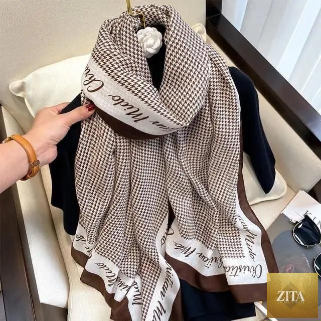 Women’s leopard print cotton scarf by Stevvex, large winter shawl with floral tassels, warm casual silk wrap for women.