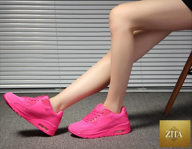 Women Stevvex soft platform sneakers in green, black, and pink with breathable air cushions for casual sports and walking.