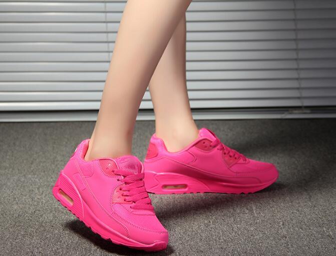 Women Stevvex soft platform sneakers in green, black, and pink with breathable air cushion, casual tennis and walking footwear.