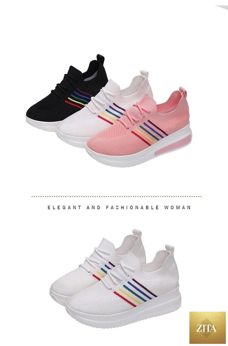 Women Stevvex sporty elegant sneakers with platform soles, breathable lightweight design, casual flats for spring and summer wear.