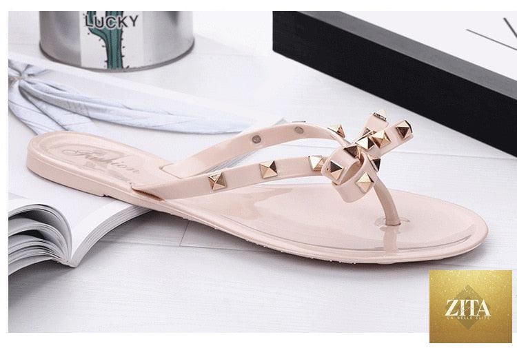 Women Stevvex summer flip flops with thong strap, slip-on beach slides, soft sole, casual flat sandals for women.
