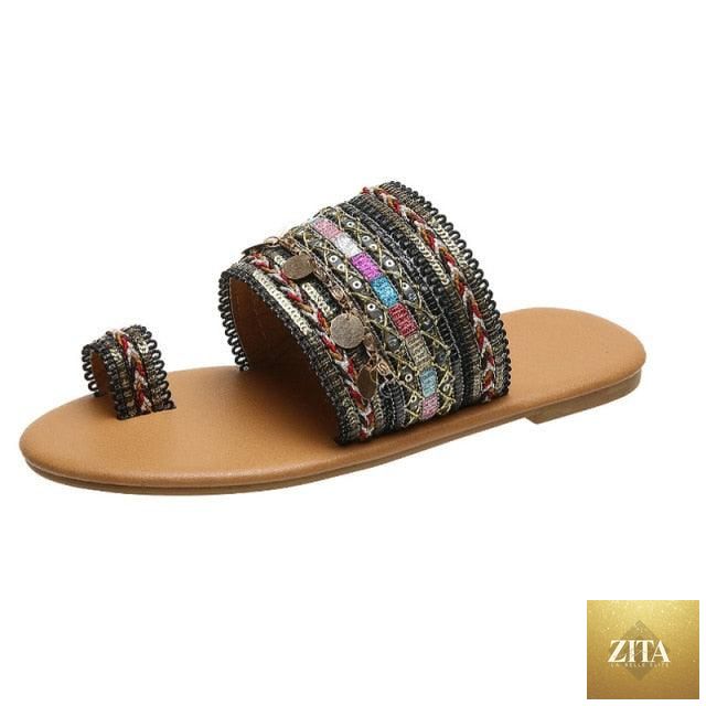 Women’s summer flat slippers by Stevvex, open-toe leather sandals with strappy design, perfect for casual beachwear and comfortable walking.