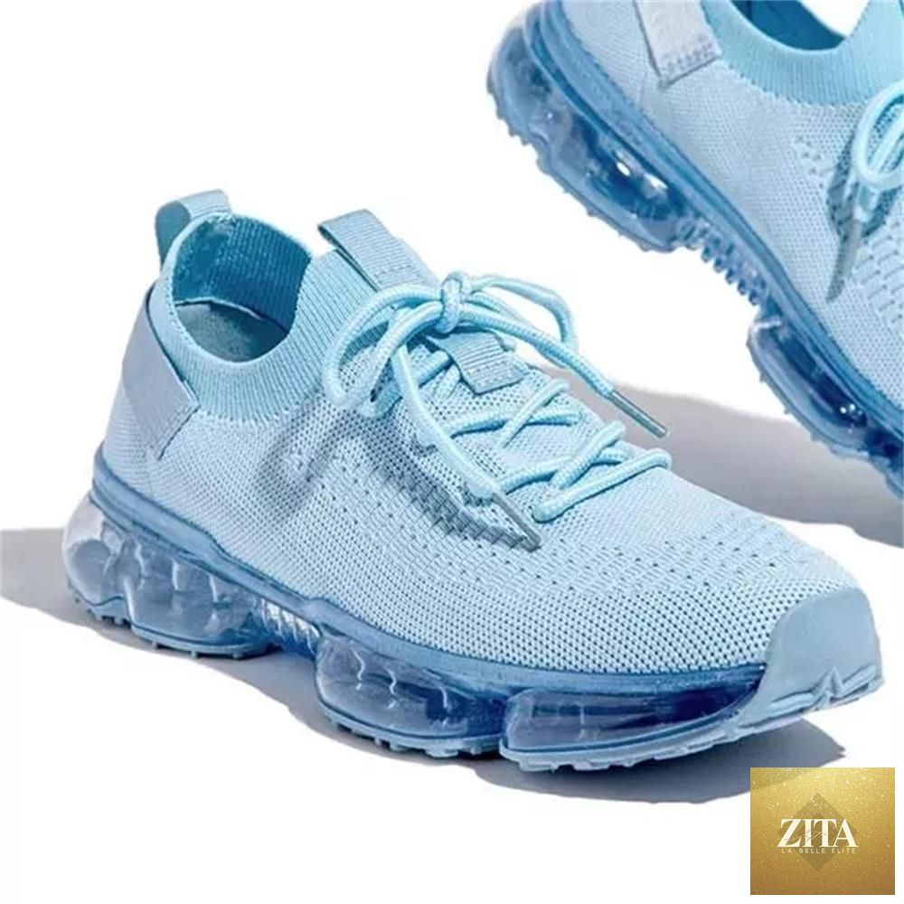 Women Stevvex trendy sneakers with cushion soles, lace-up design, breathable fabric, ideal for running, sports, and outdoor activities.