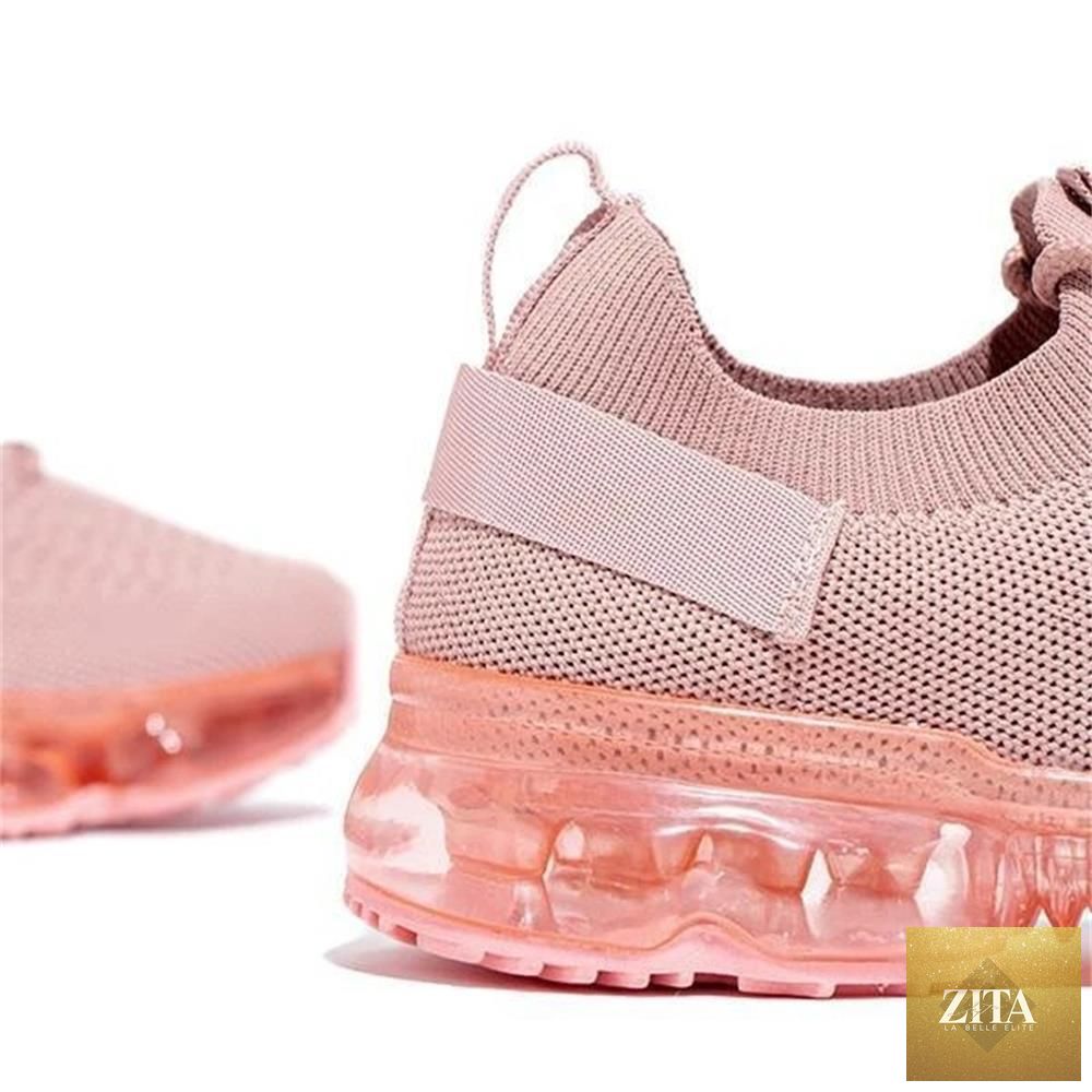 Women Stevvex trendy sneakers with cushion sole, lace-up design, breathable fabric, suitable for running, outdoor sports, and casual wear.