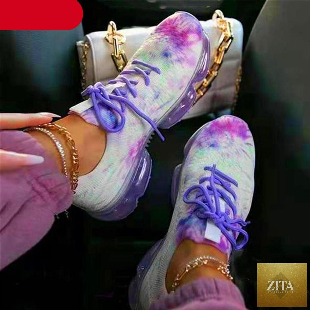Women Stevvex trendy sneakers with cushion soles, lace-up design, breathable fabric, suitable for running and outdoor sports.