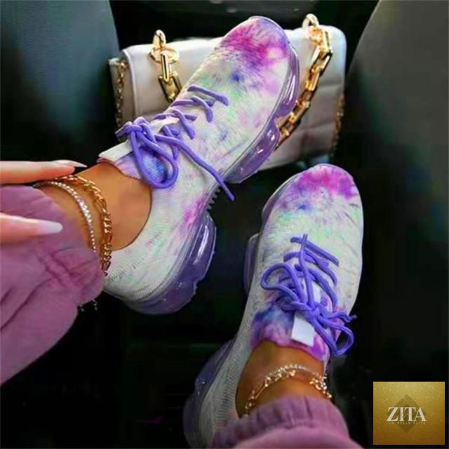 Women Stevvex trendy sneakers with cushion soles, lace-up design, breathable fabric, perfect for running, outdoor sports, and casual wear.