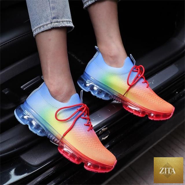 Women Stevvex trendy sneakers with cushion soles, lace-up design, breathable fabric, ideal for running and outdoor sports.
