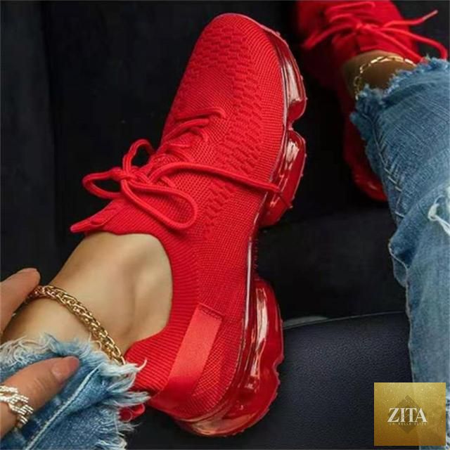 Women Stevvex trendy fashion sneakers with cushion soles, lace-up design, breathable outdoor running shoes for spring and summer.