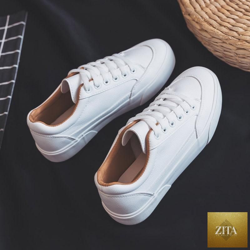 Women white Stevvex business sneakers with platform, air mesh design, lightweight, slip-resistant sole, perfect for spring casual wear.