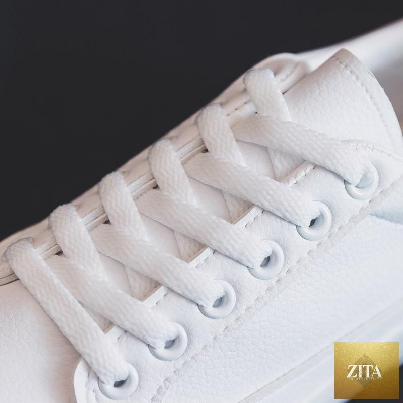 Women white Stevvex business sneakers with platform, lightweight mesh design, casual sporty look, and non-slip soles for walking comfort.