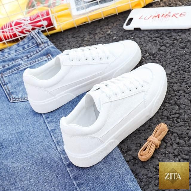 Women white Stevvex business sneakers with platform, lightweight mesh design, casual sporty style, non-slip soles, perfect for spring.