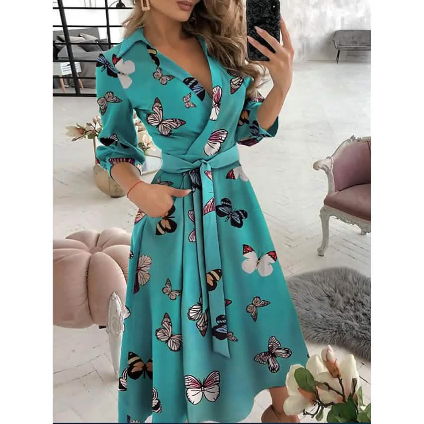 Women's A-line dress with butterfly print from DailySale, stylish and casual for everyday wear.