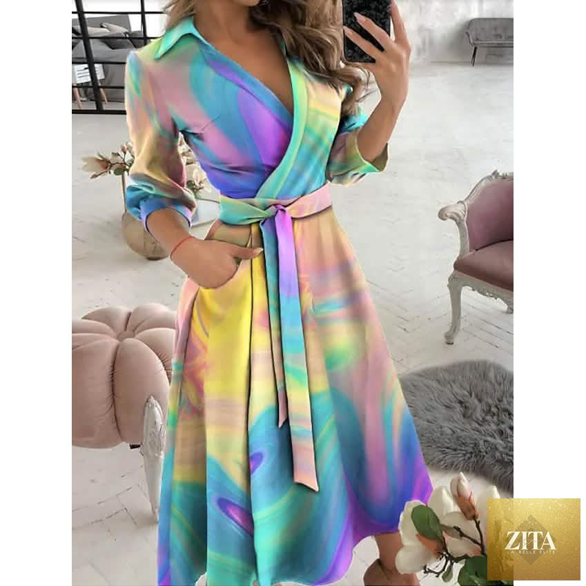 Women's tie-dye A-line dress from DailySale, featuring a flowy silhouette and vibrant pattern, perfect for casual wear.