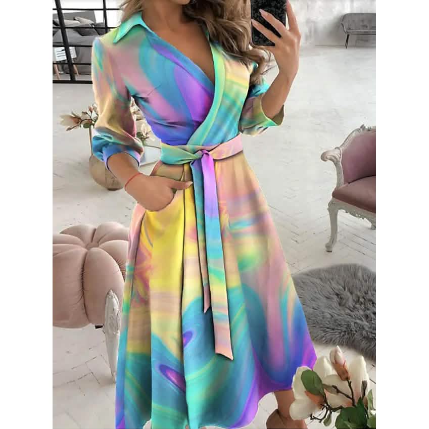 Women's tie-dye A-line dress from DailySale, featuring a flowing silhouette and vibrant pattern, perfect for casual wear.
