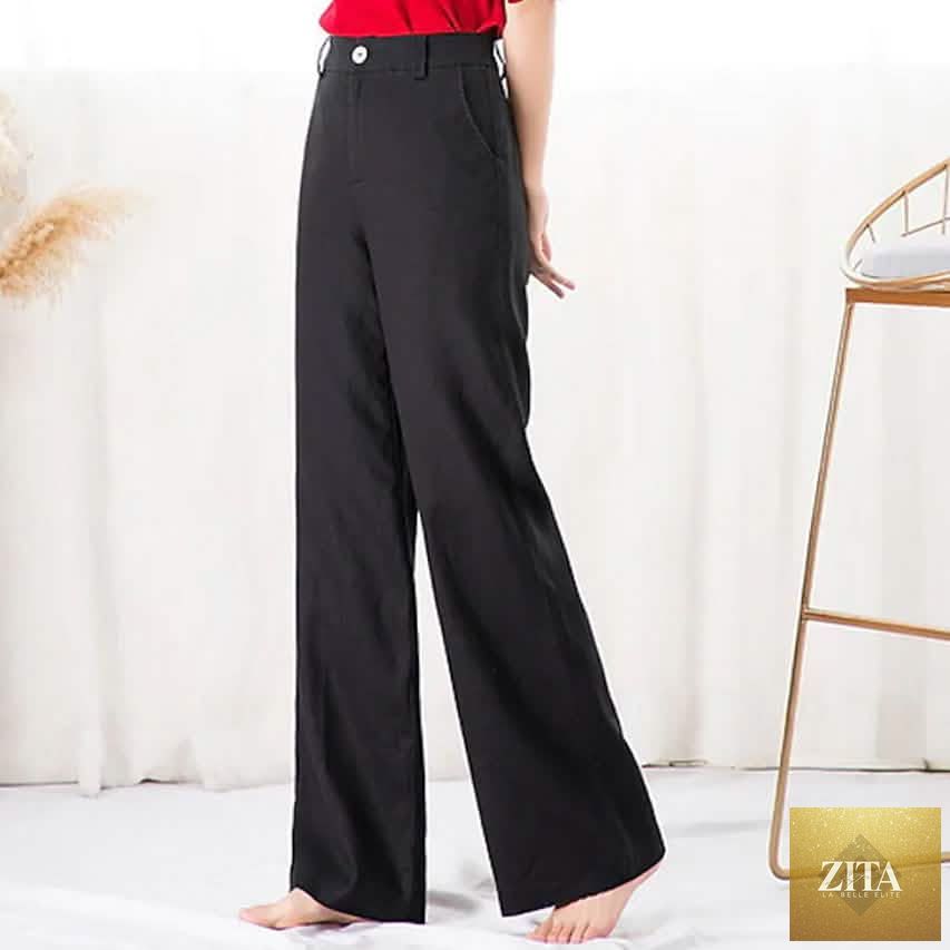 Black women's soft straight twill pants from DailySale, featuring a comfortable fit and classic design for casual wear.