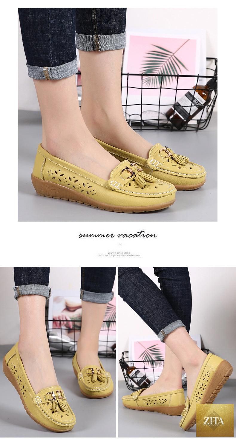 Women's Stevvex espadrille flats with genuine leather, low heels, slip-on design, perfect for casual spring wear.