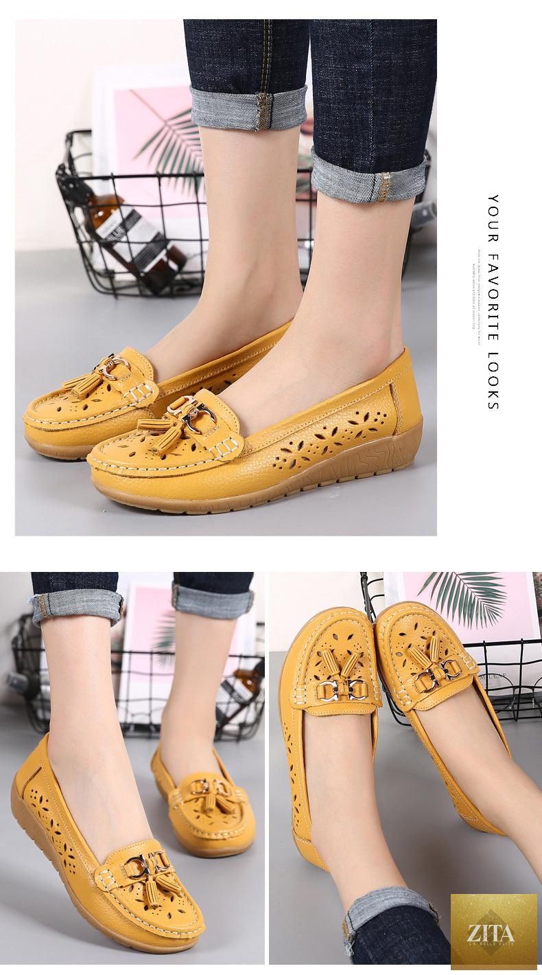 Women’s summer espadrilles by Stevvex, genuine leather flat shoes with low heels, slip-on casual design for spring comfort.