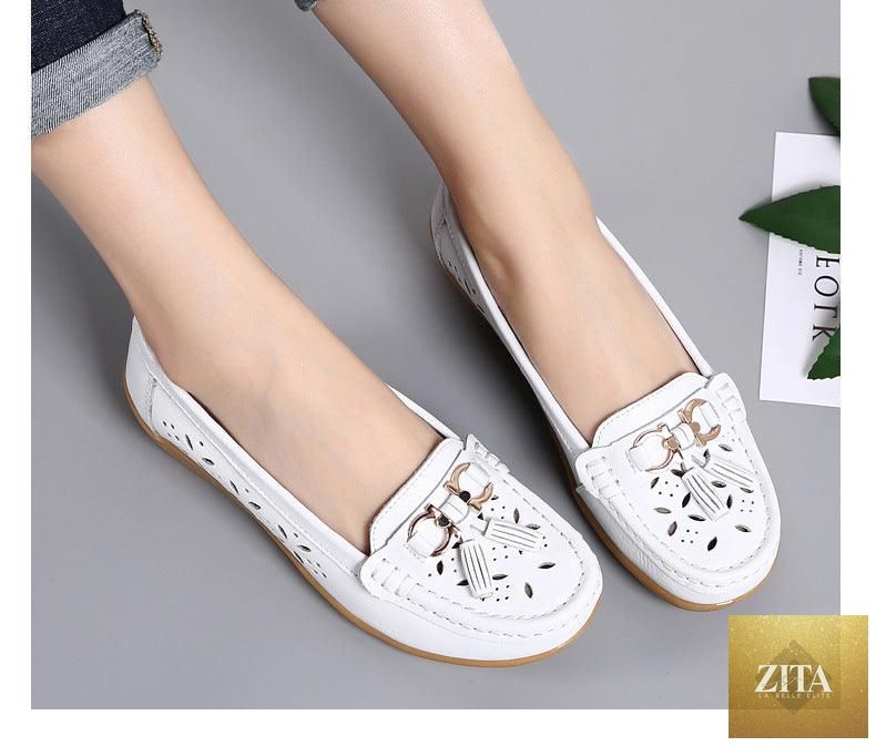 Women’s summer espadrilles by Stevvex, genuine leather casual flats with low heels, slip-on design, ideal for spring and comfort.