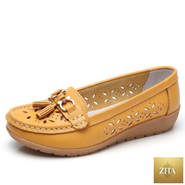 Women's summer espadrille flats by Stevvex, genuine leather slip-on shoes with low heels and casual, comfortable design.