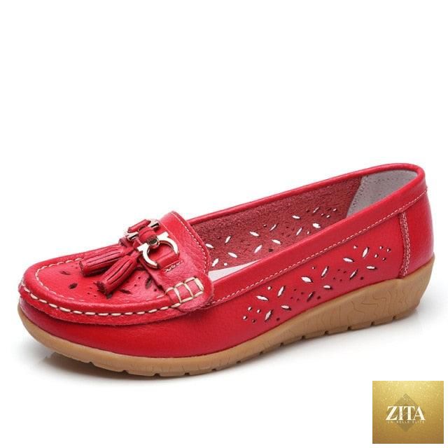 Women's summer genuine leather espadrille flats by Stevvex, slip-on casual shoes with low heels and comfortable spring design.