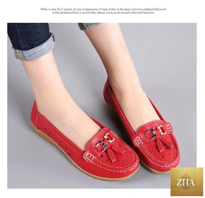 Women's summer slip-on espadrille flats by Stevvex in genuine leather, featuring low heels and a casual, comfortable spring design.