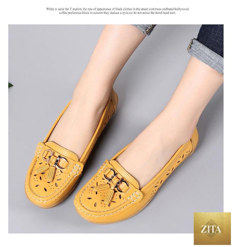 Women's Stevvex espadrilles in genuine leather, slip-on flats with low heels, perfect for spring and casual summer wear.