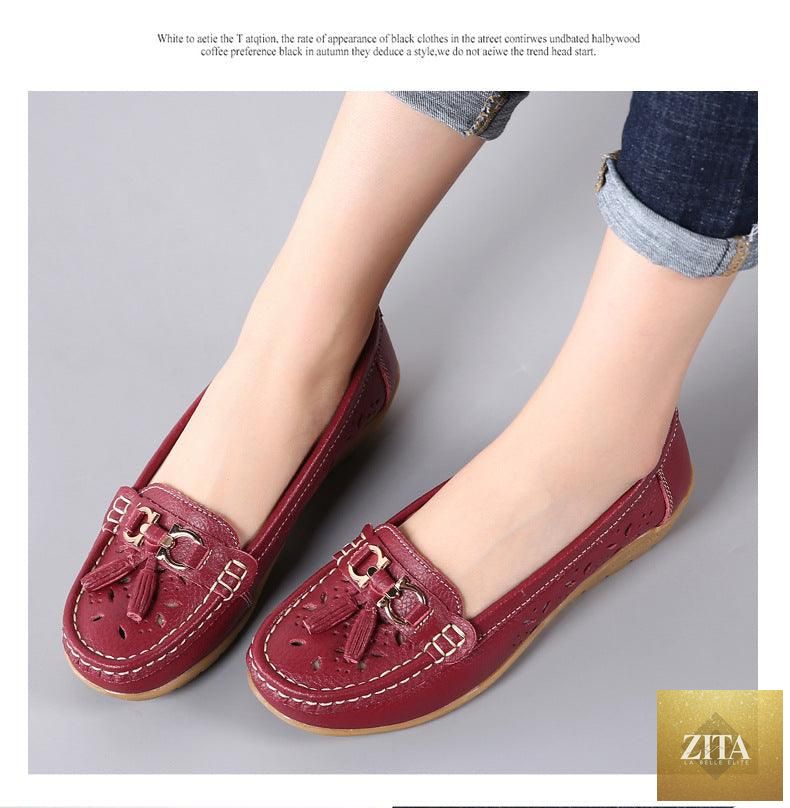 Women's Stevvex espadrilles in genuine leather, slip-on flat shoes with low heels, ideal for casual spring and summer wear.