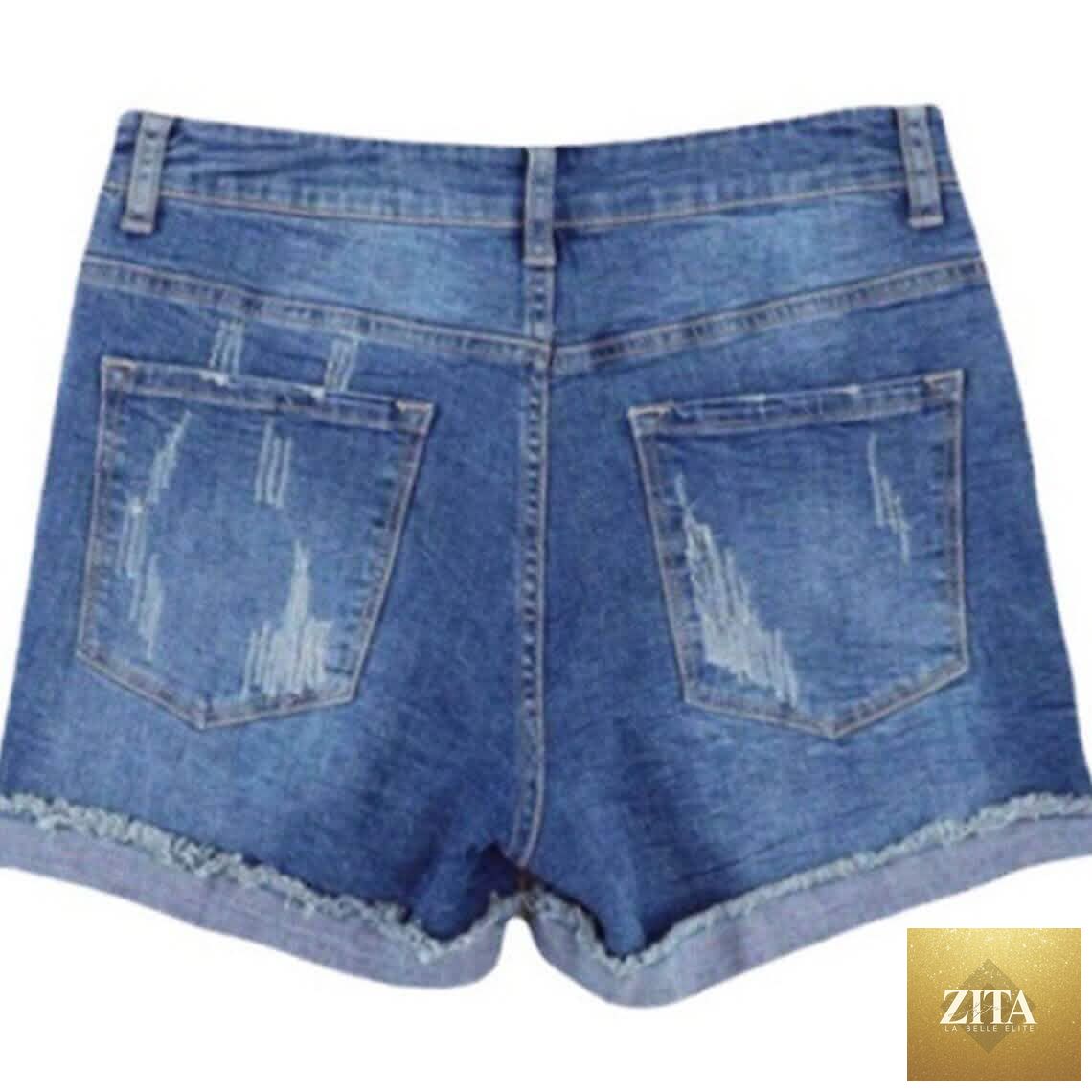Women's denim shorts with Independence Day themed details, from Zita La Belle Elite, casual women's bottoms perfect for summer celebrations.