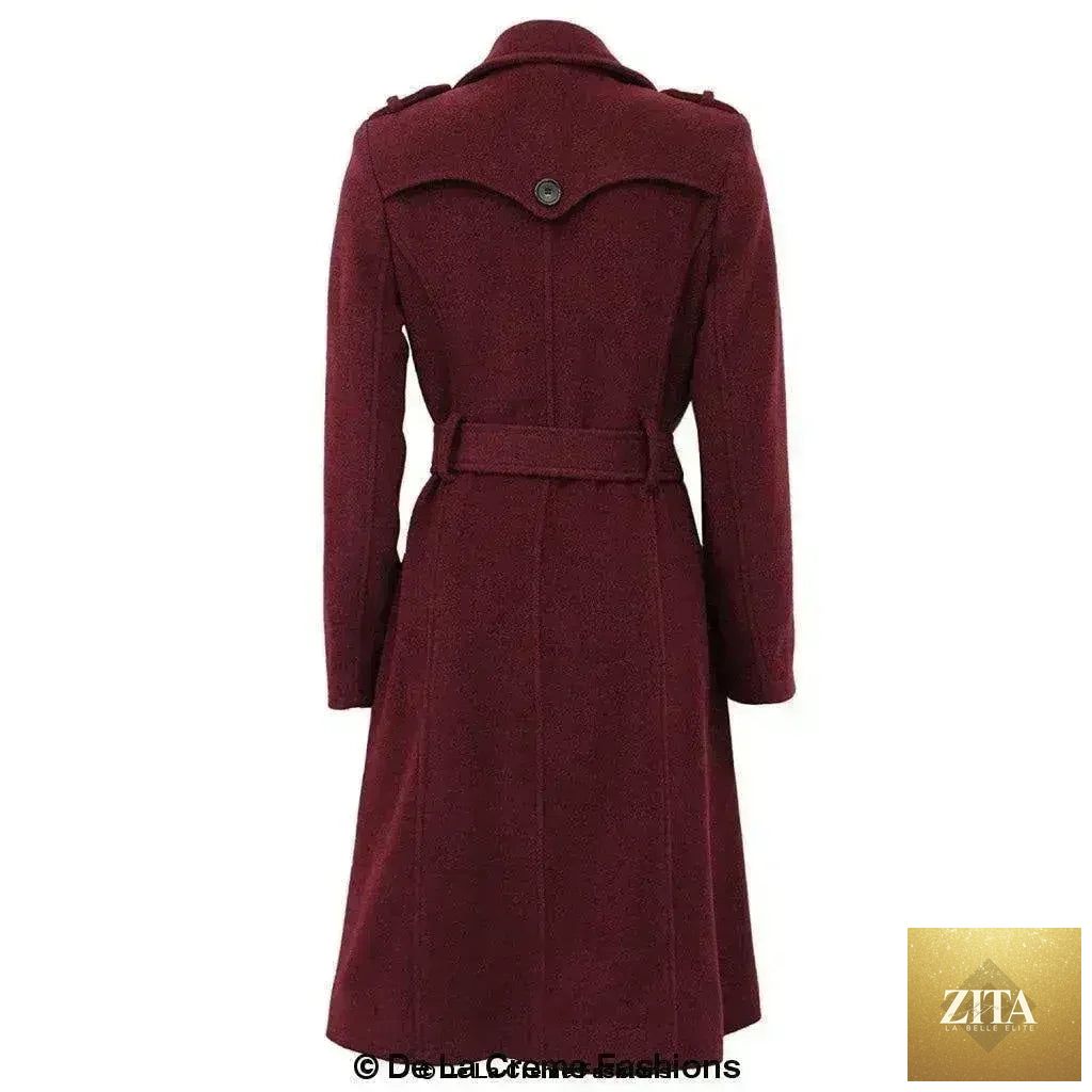 Femstylo wool and cashmere blend military coat, British-made jacket with tailored design and classic military style.
