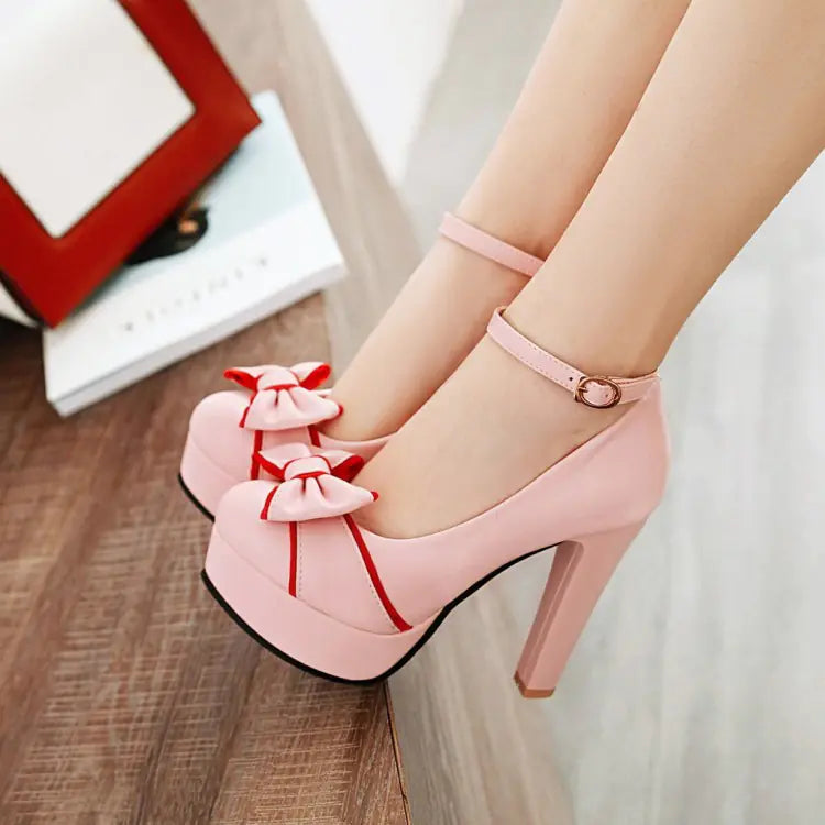 Women's waterproof chunky heeled shoes with strap from Trendy Attic Store01, featuring stylish design and durable waterproof material.