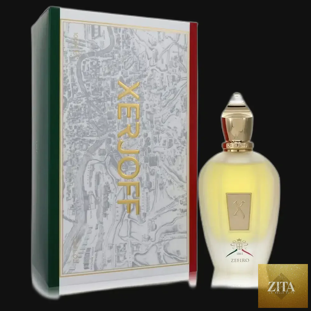 Unisex Xj 1861 Zefiro perfume spray by Xerjoff in 3.4 oz bottle, featuring elegant fragrance design and branding.