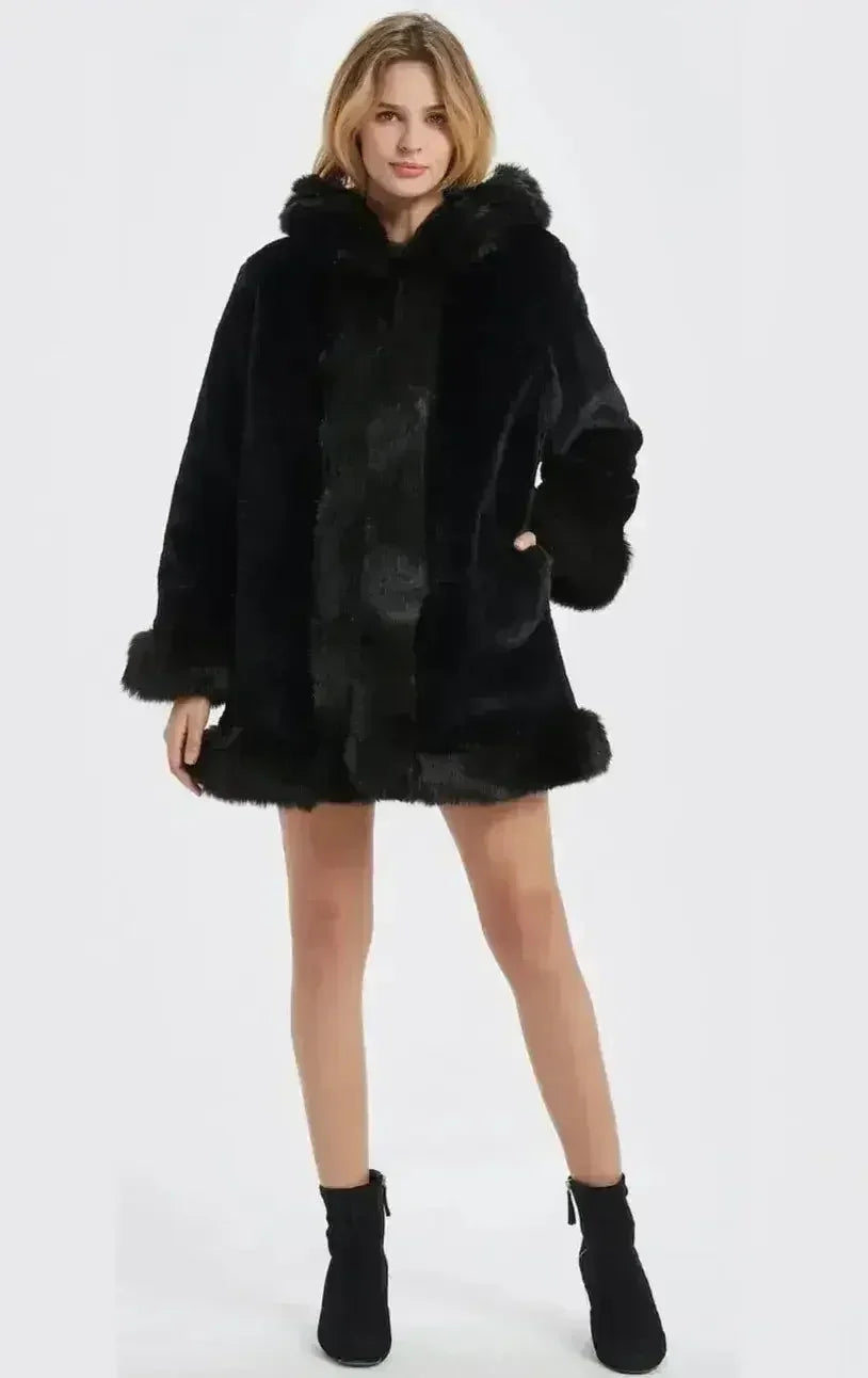 Faux fur collar jacket by Femstylo featuring a cozy winter coat design with plush fur collar and stylish silhouette.