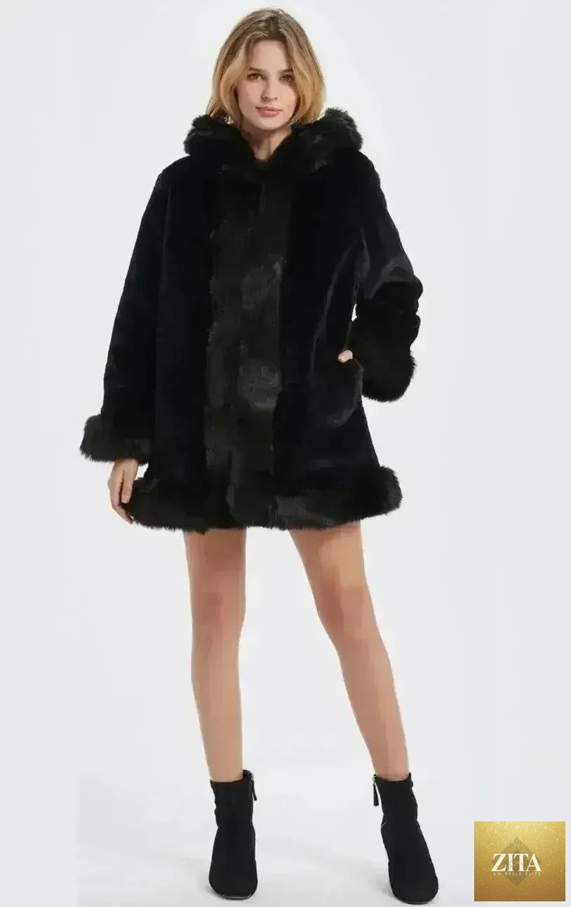 Faux fur collar jacket by Femstylo featuring a cozy winter coat design with plush fur collar and stylish silhouette.