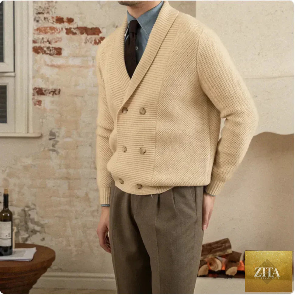 Men's V-neck sweater coat by Trendy Attic Store01, featuring a cozy knit design in a versatile color.