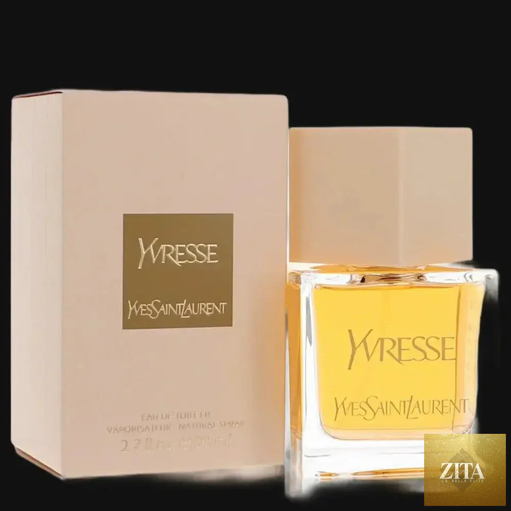 Yvresse Yves Saint Laurent perfume for women in 2.7 oz Eau de Toilette spray by Zita La Belle Elite, elegant glass bottle with floral accents.
