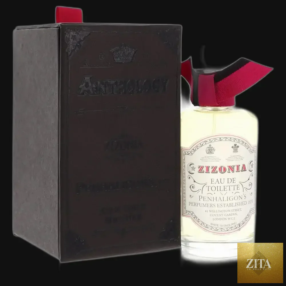 Zizonia by Penhaligon's men's cologne bottle, 3.4 oz eau de toilette spray, elegant packaging, luxurious fragrance for men.