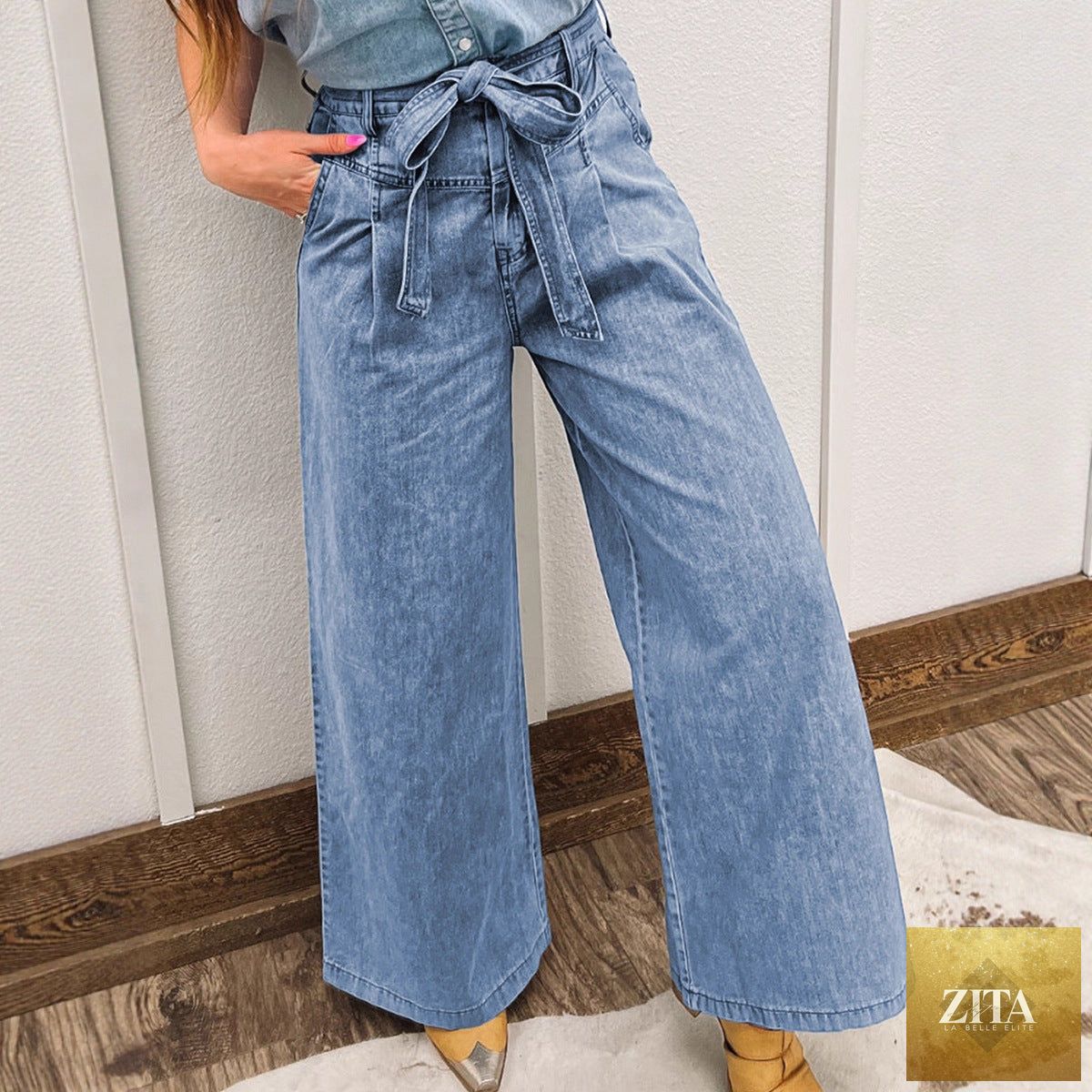 Multi-functional Denim Jeans With Bow Details, Designed Specifically For Women