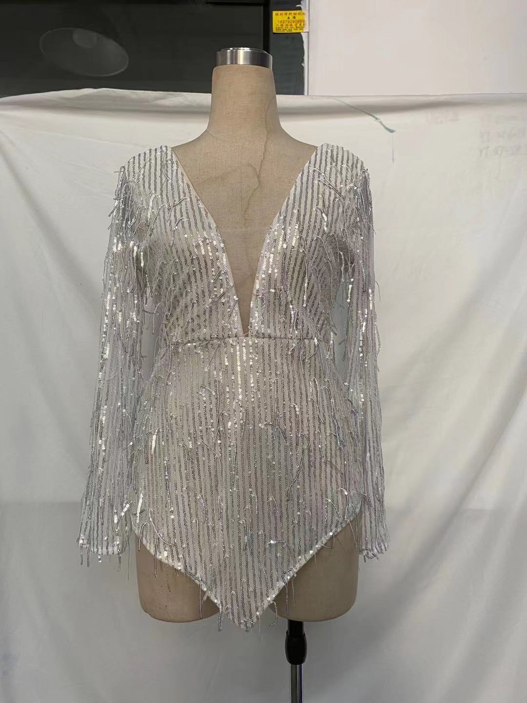 Long-sleeve V-neck beach dress by FLIPSTYLEZLLC, knee-length backless lace dress perfect for summer or casual occasions.