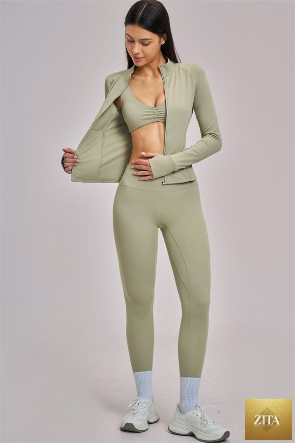 The Swoon Jacket Sports Bra Leggings 3-Piece Set