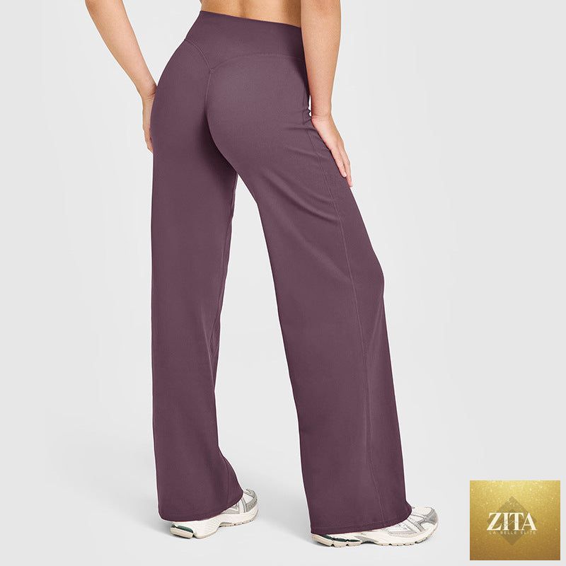 Loose Straight-leg Yoga Pants That Create A Slimming High-waisted Look