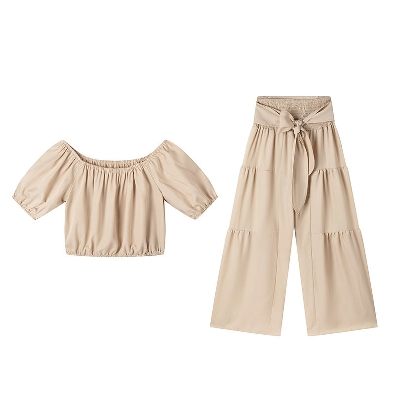 FitiqueFit high-waist flared pants and matching top two-piece casualwear set in multiple colors, size S to 2XL.