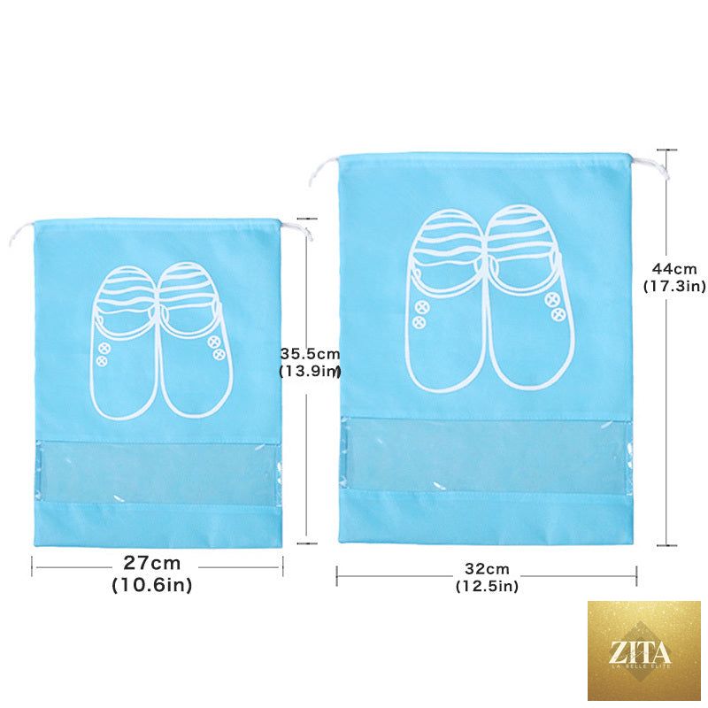 2 Sizes Waterproof Shoes Bag Pouch Storage Travel Bag Portable Tote Drawstring Bag Organizer Cover Non-Woven Laundry Organizador