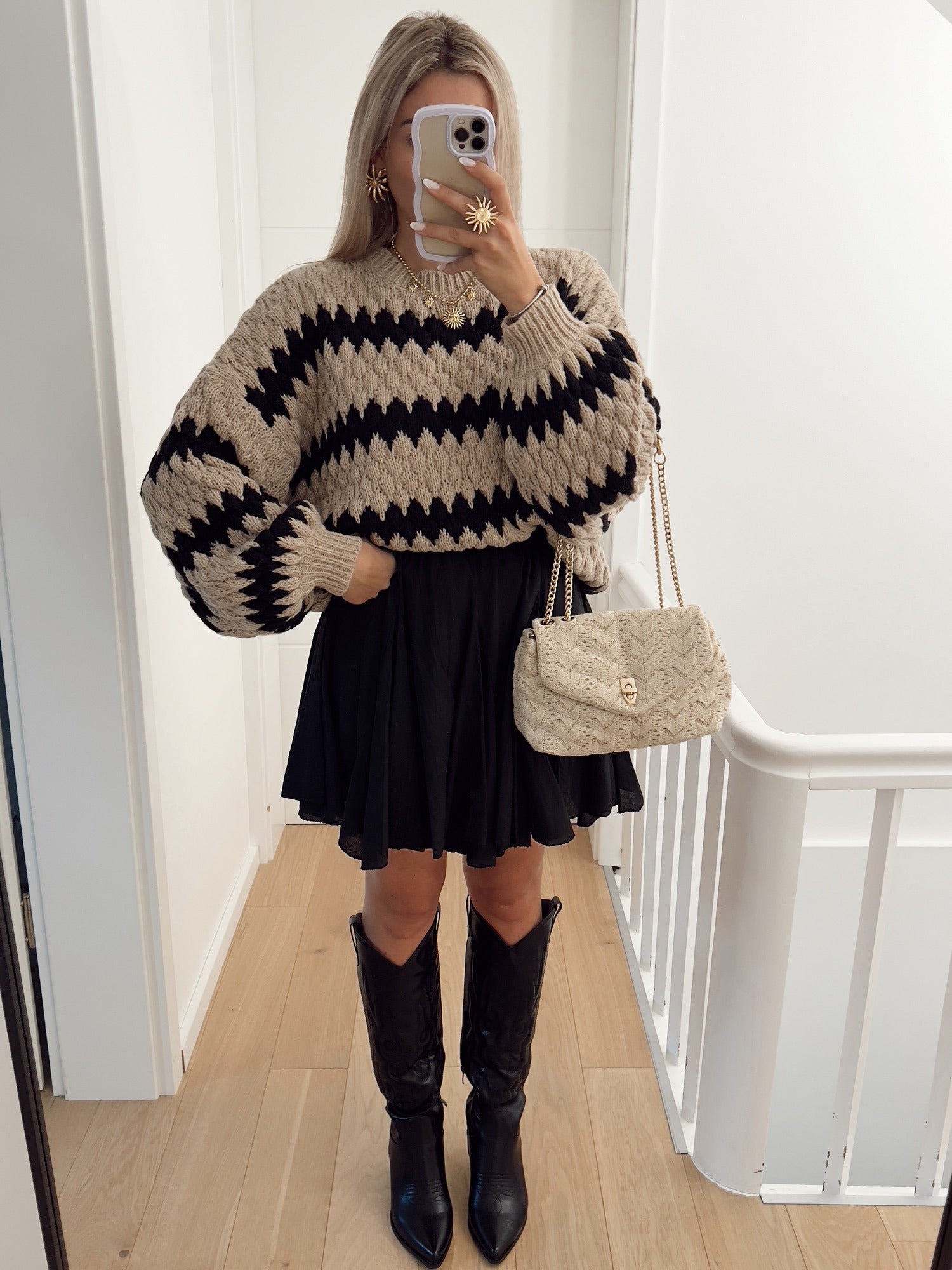 Autumn Winter Women Knitted Pullover Striped Trendy Loose Sweater Crimson Medea