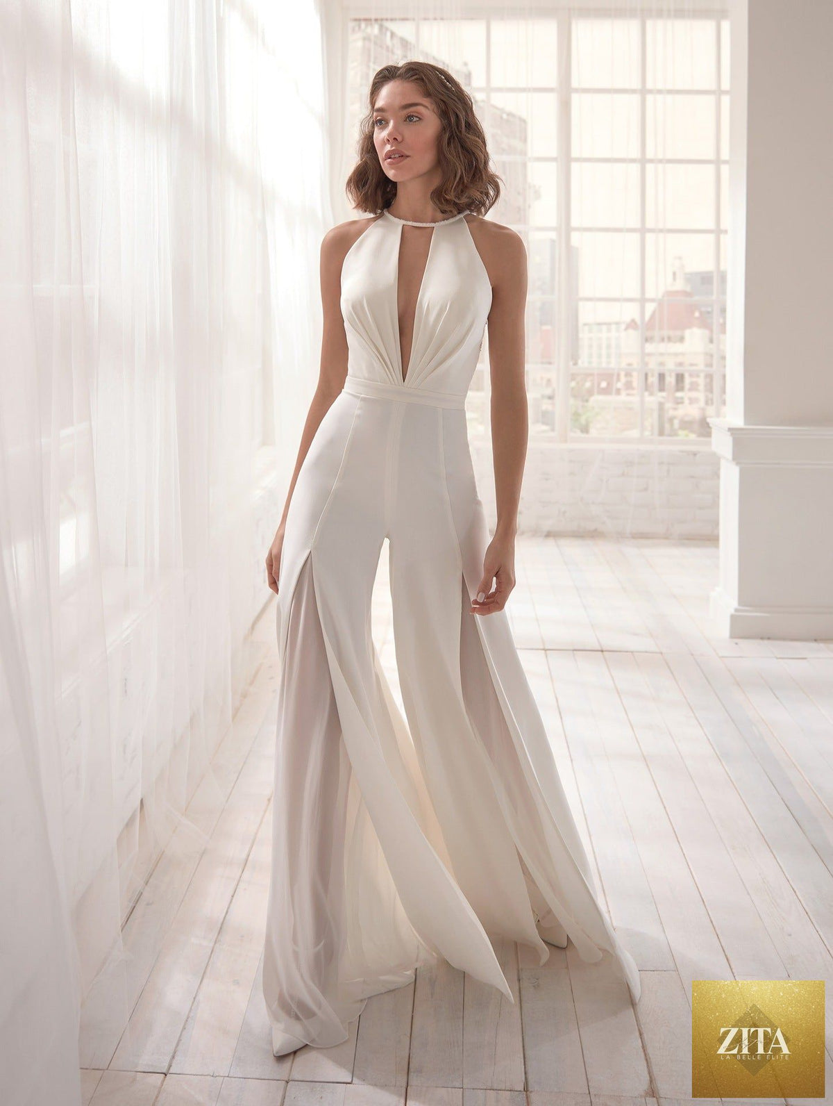 Deep V halter neck backless casual jumpsuit by nowadaysfashion, featuring a stylish fit and comfortable design.
