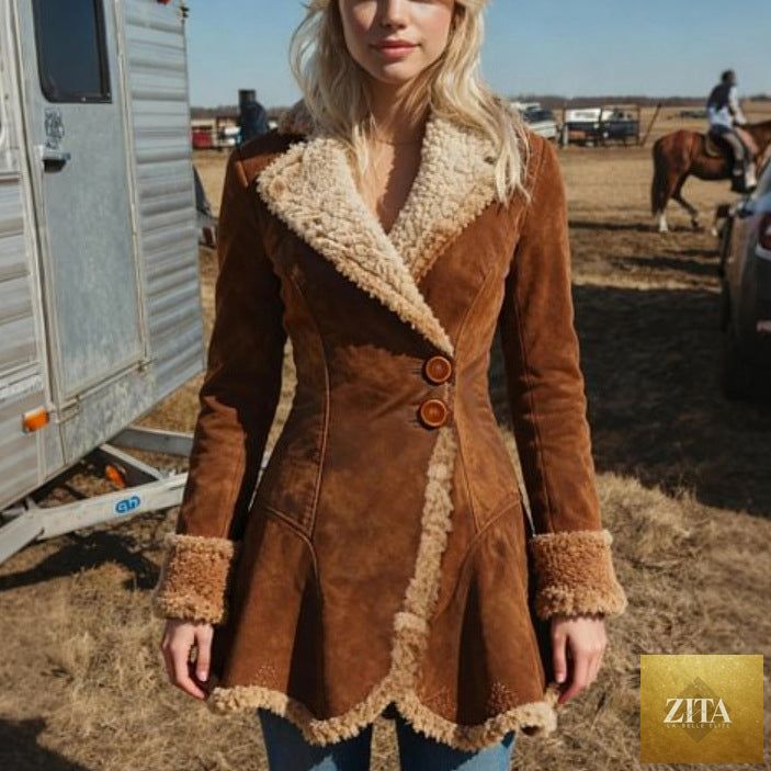 Women’s thick fleece winter coat with fur lining from FitiqueFit, featuring a cozy, insulated design perfect for cold weather.