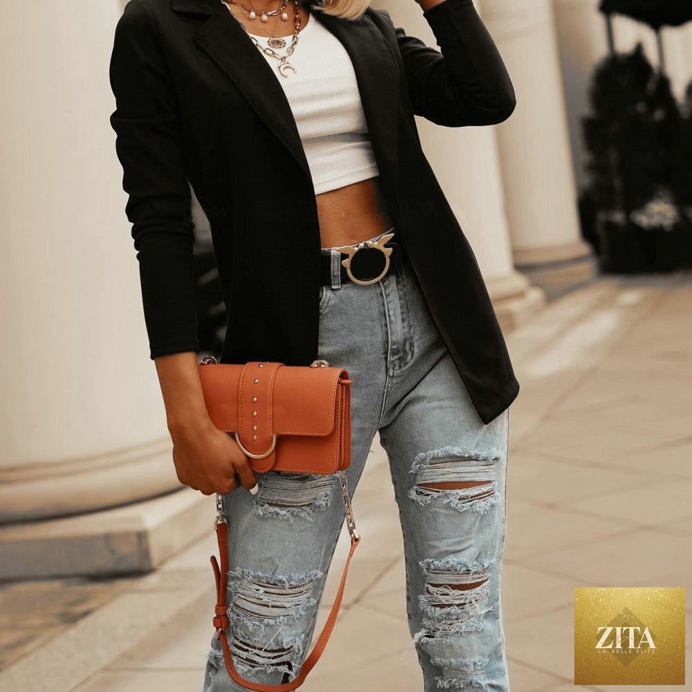 Slim women's business blazer by Sell My Stuff, long-sleeve solid jacket perfect for spring and autumn casual or professional wear.