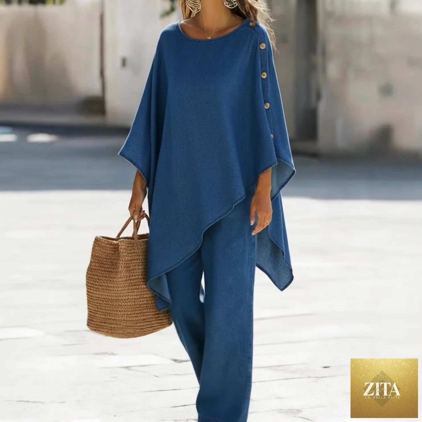 Womens Casual Solid-Color Loose Top And Pants Set
