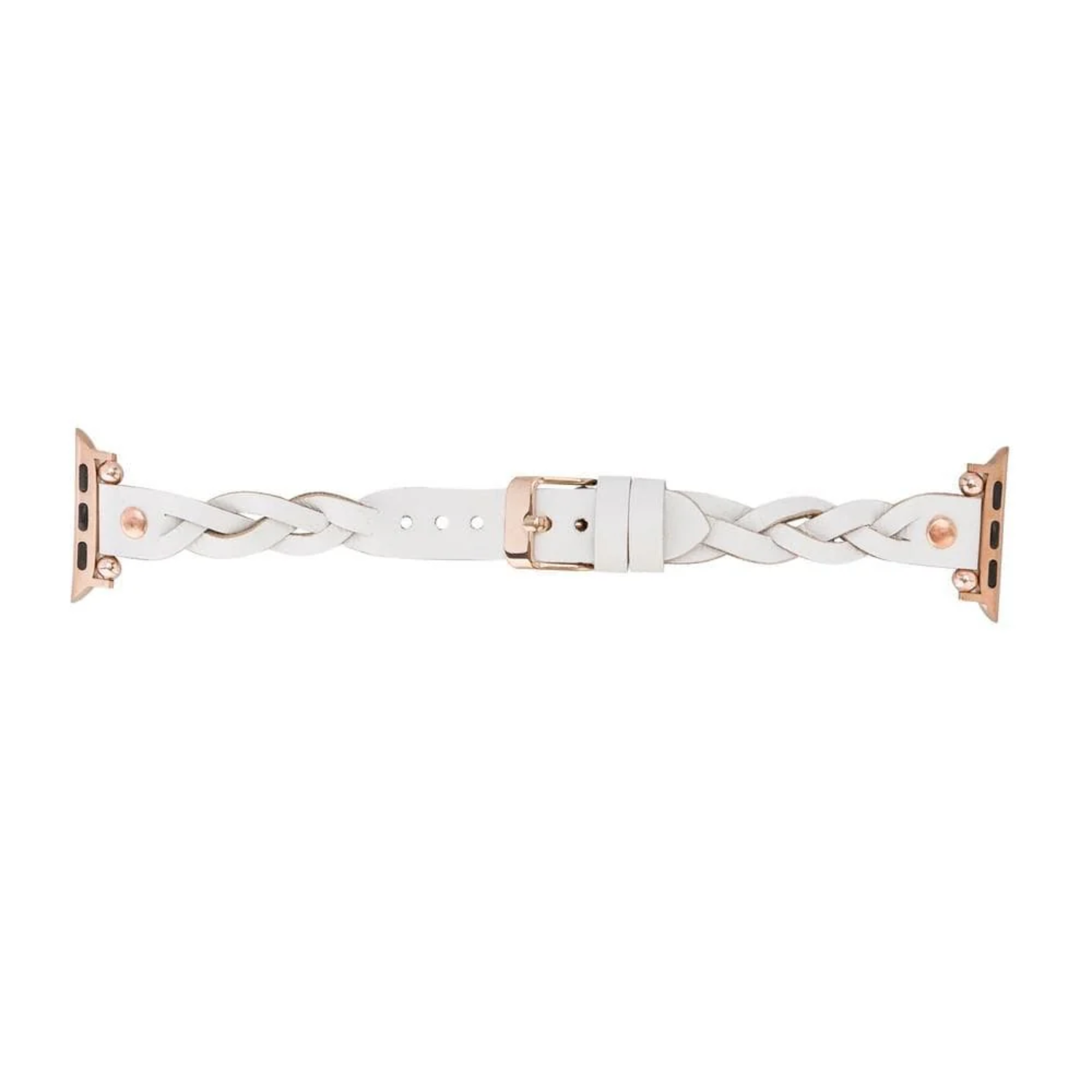 Leather Apple Watch braided band in white from LEATHERE, featuring a stylish woven leather strap for Apple Watch.