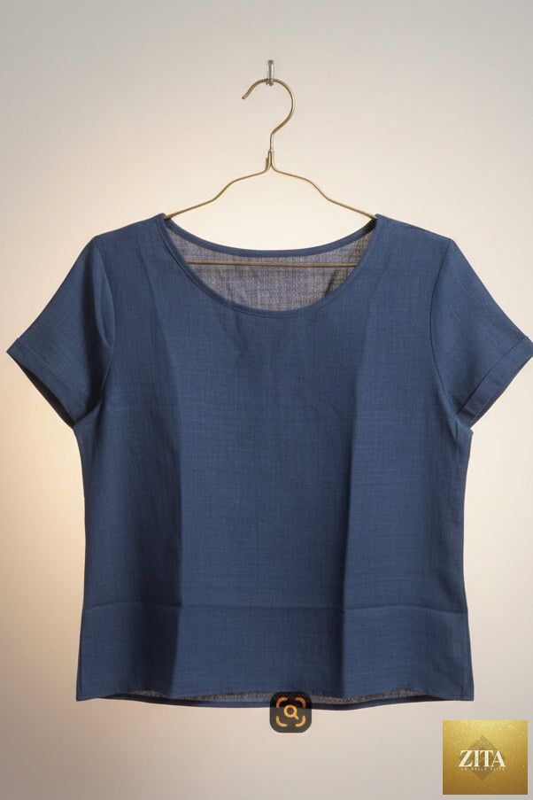 Women's Relaxed Cotton-Linen Cuffed Sleeve Top & Shorts Two-Piece Set