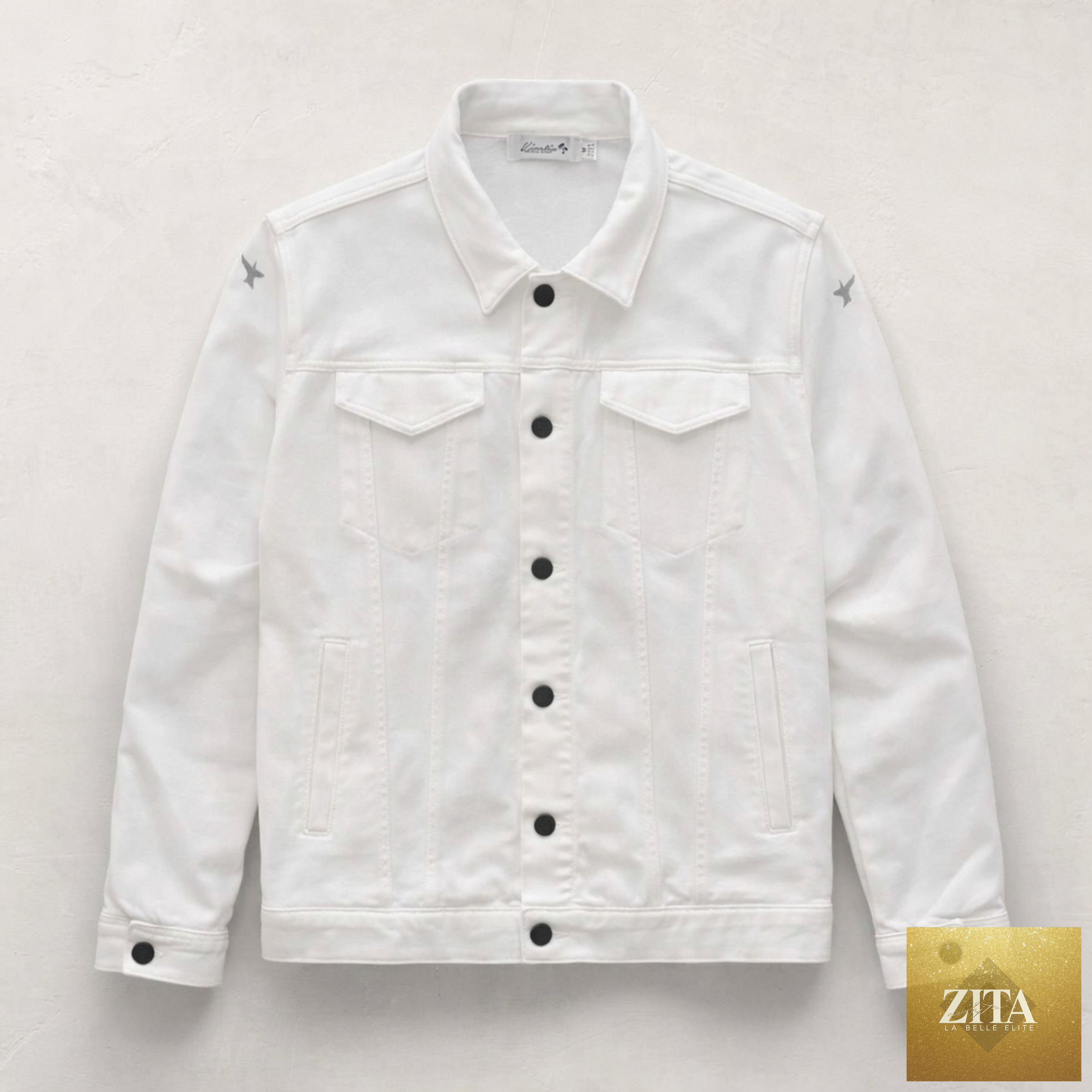 Kinetix Beach Birds Jacket Cardigan in snow white with a casual luxury design, featuring a lightweight, comfortable fit.